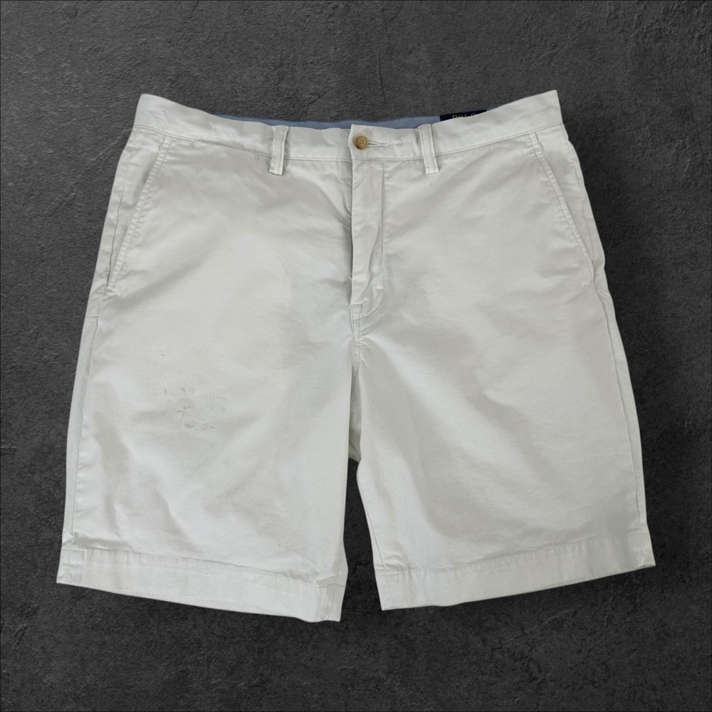Polo Ralph Lauren Shorts Mens 35 White Stretch Classic Fit 9 In Chino Cotton